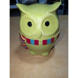 Harry & David Collectors Christmas Cookie Jar Green Owl 9.5" 2012